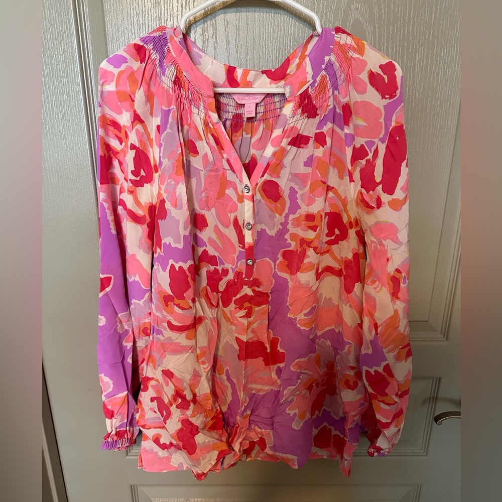 Lilly Pulitzer Elsa Silk Top - Pink/Purple | Large